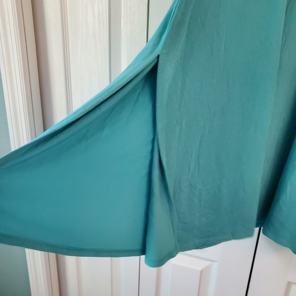 Coollibar Fabyan Turquoise Flared Maxi Skirt XXS Slinky Moduri UPF50 PullOn Slit - Picture 4 of 11